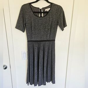 Loft Pleated Charcoal Dress